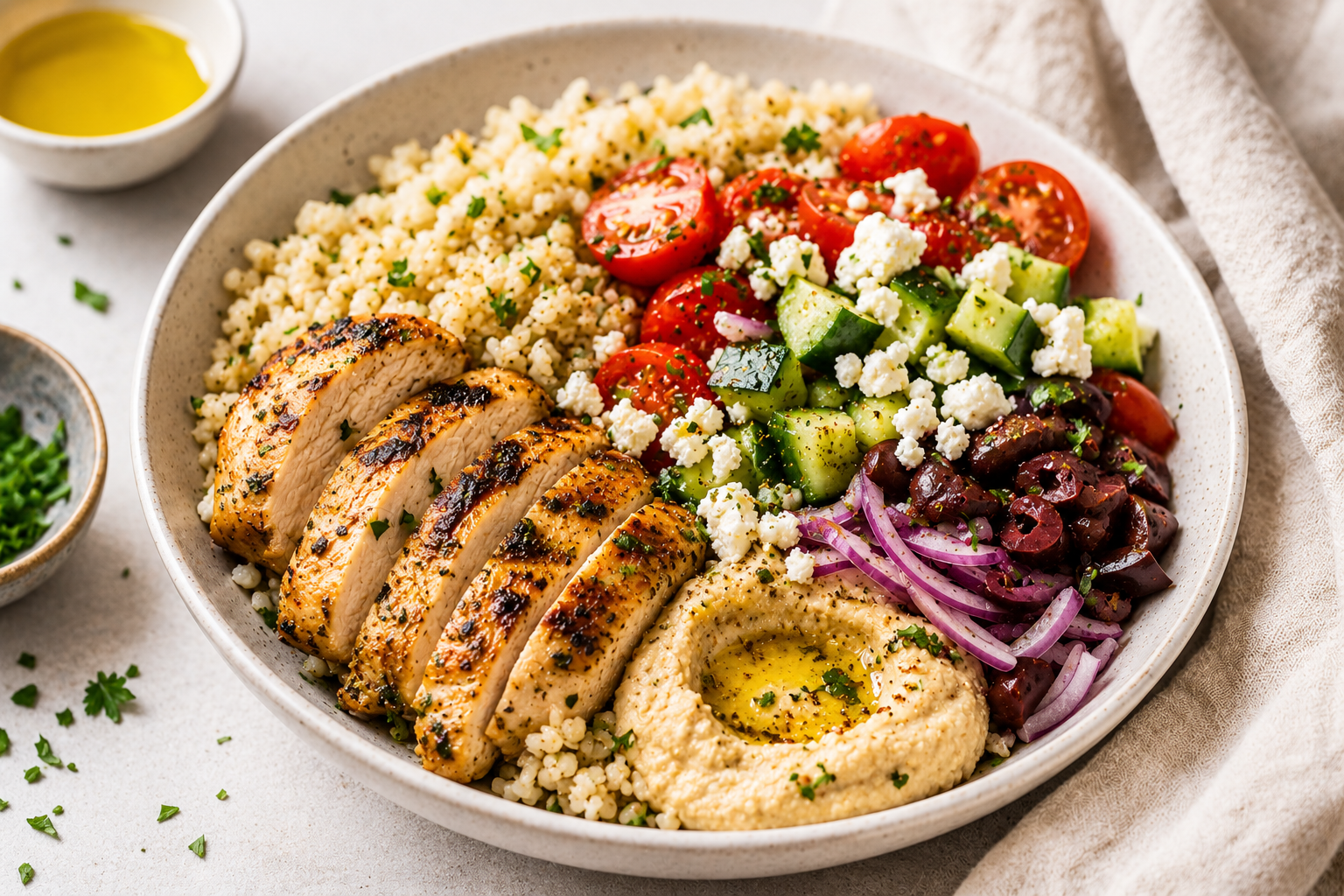 Mediterranean Chicken Hummus Bowl